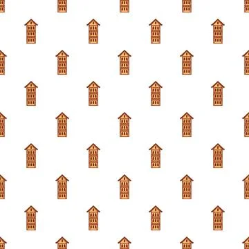 Repearting small simple house drawing seamless pattern Illustrazione stock