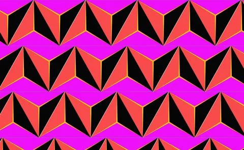 Repeat Abstract Red and Black Seamless Vector Pattern with 3D Arrowhead Stock Illustration