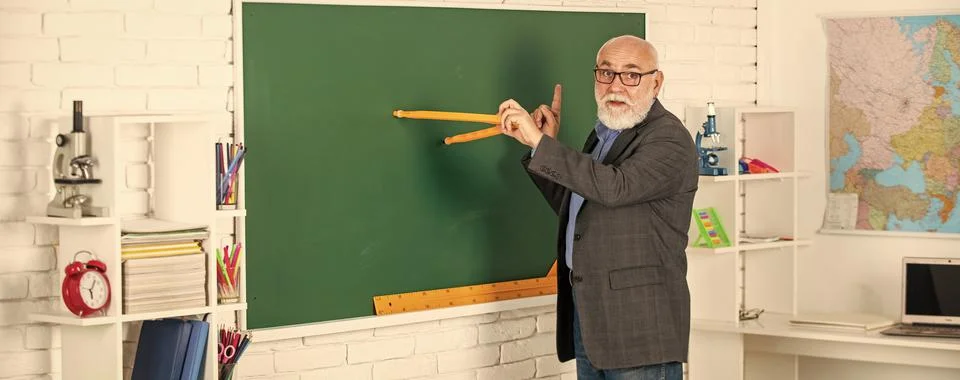 Repeat after me. Towards knowledge. study maths to get good results. senior man Stock Photos