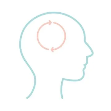 Repeat arrows inside human head line style icon vector design Stock Illustration