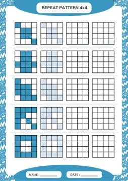 Repeat blue pattern. Cube grid with squares. Special for preschool kids 스톡 일러스트