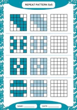 Repeat blue pattern. Cube grid with squares. Special for preschool kids イラスト素材