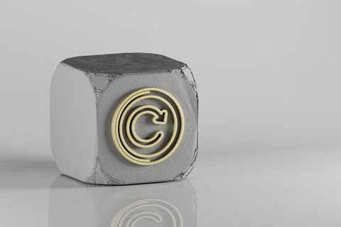 Repeat Button icon. Beautiful Golden music symbol icons on a beton cube and w Stock Illustration