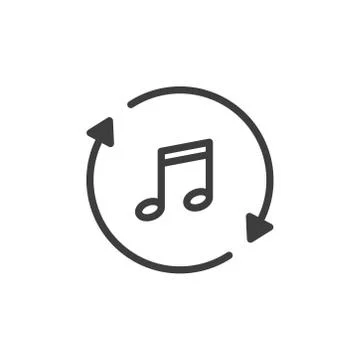 Repeat button/musical note icon on white background Stock Illustration