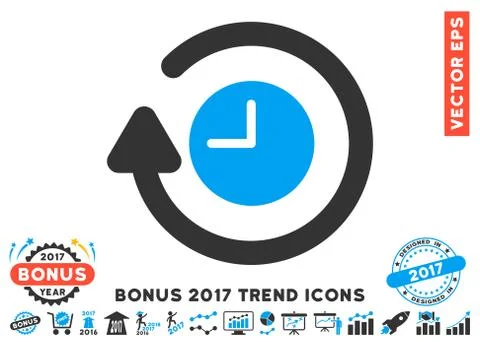 Repeat Clock Flat Icon With 2017 Bonus Trend Stock Illustration