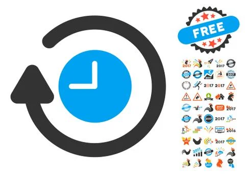 Repeat Clock Icon With 2017 Year Bonus Pictograms Stock Illustration