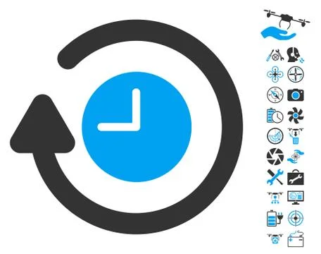 Repeat Clock Icon With Copter Tools Bonus Stock Illustration