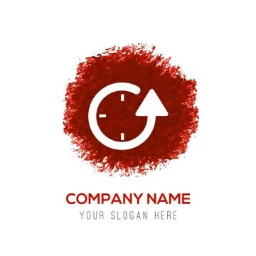 Repeat Clock Icon - Red WaterColor Circle Splash Stock Illustration