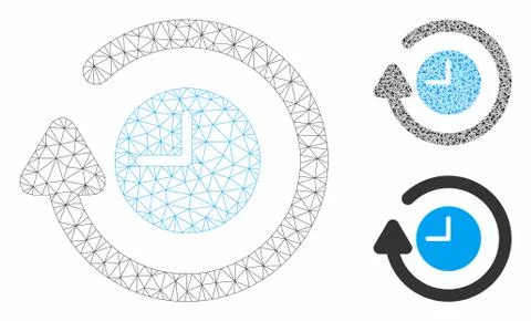 Repeat Clock Vector Mesh 2D Model and Triangle Mosaic Icon 스톡 일러스트