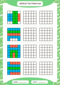 Repeat colorful pattern. Cube grid with squares. Special for preschool kids 스톡 일러스트