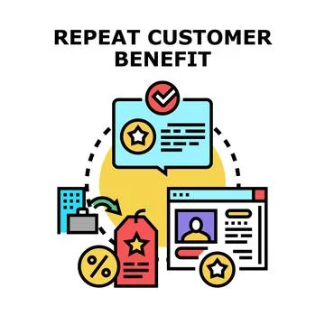 Repeat customer benefit gaining loyalty program discount Illustration