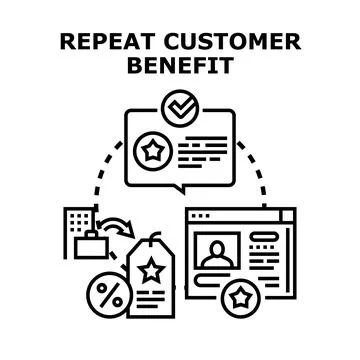 Repeat customer benefit gaining loyalty program discount Stock Illustration