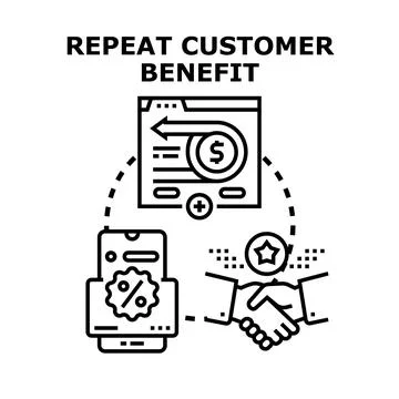 Repeat customer benefit program and loyalty concept Stock Illustration