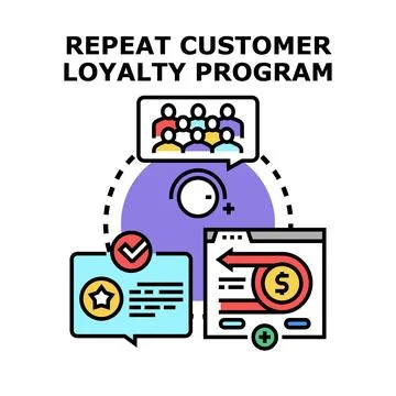 Repeat customer loyalty program strategy delivering rewards Stock Illustration