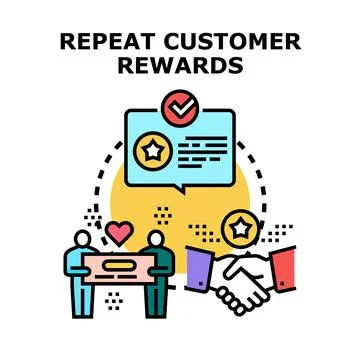 Repeat customer rewards concept strategy loyalty program Stock Illustration