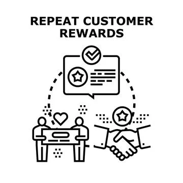 Repeat customer rewards concept strategy loyalty program Stock Illustration