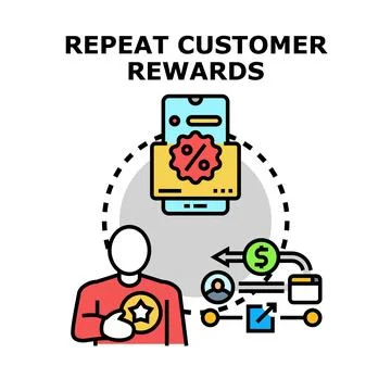 Repeat customer rewards loyalty program concept Illustrazione stock