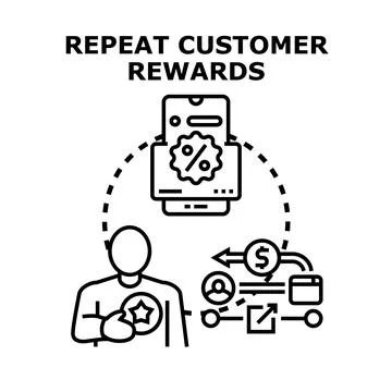 Repeat customer rewards loyalty program concept Illustrazione stock