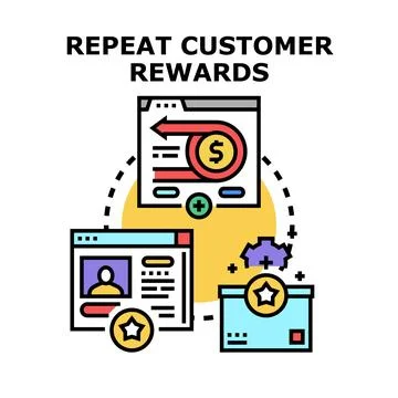Repeat customer rewards program for loyalty and retention Illustrazione stock