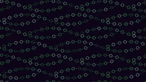 Repeat futuristic waves pattern with rainbow rings and glitters on black Stock Footage 237576543