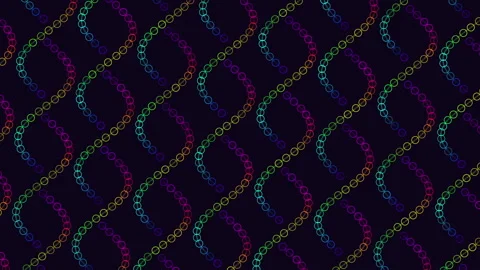 Repeat futuristic waves pattern with rainbow rings on black gradient Stock Footage 245551702