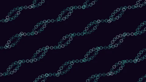 Repeat futuristic waves pattern with rainbow rings on black gradient Stock Footage 245553031