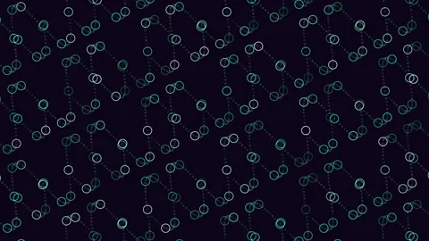 Repeat futuristic waves pattern with rainbow rings on black gradient Stock Footage 245553087