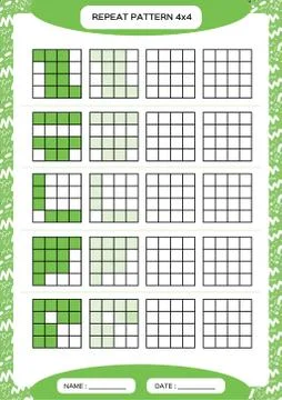 Repeat green pattern. Cube grid with squares. Special for preschool kids Illustrazione stock