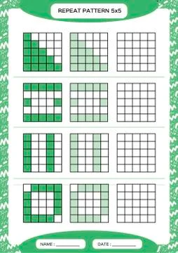 Repeat green pattern. Cube grid with squares. Special for preschool kids Illustrazione stock
