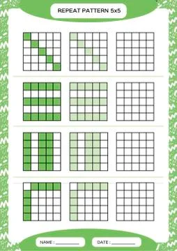 Repeat green pattern. Cube grid with squares. Special for preschool kids 스톡 일러스트