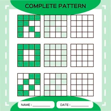 Repeat green pattern. Cube grid with squares. Special for preschool kids Stock Illustration
