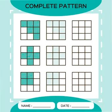 Repeat green pattern. Cube grid with squares. Special for preschool kids Stock Illustration