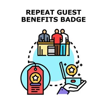 Repeat guest benefits badge program concept illustration 库存插图