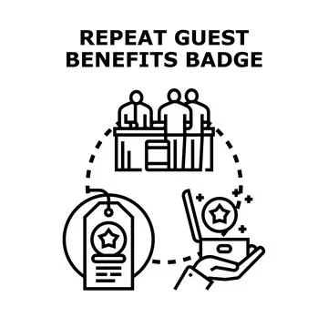 Repeat guest benefits badge program concept illustration Illustration