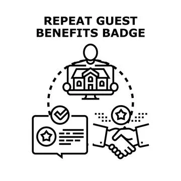 Repeat guest benefits badge program icon concept Stock Illustration