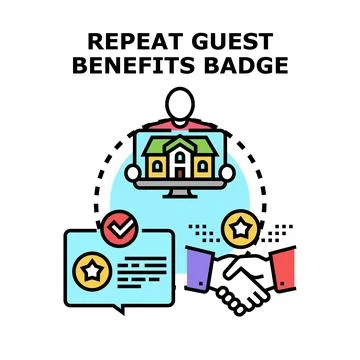Repeat guest benefits badge program icon concept Stock Illustration