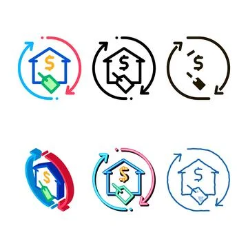 Repeat home financing variants percentage icon vector outline Stock Illustration