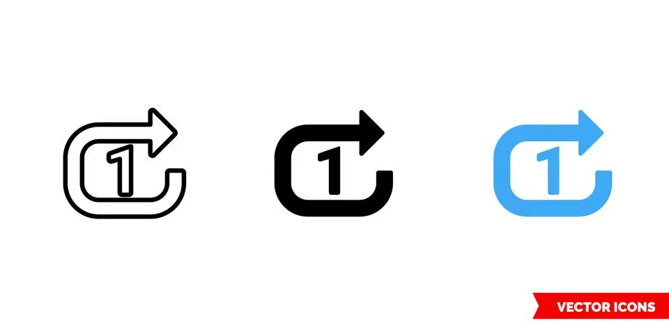 Repeat icon of 3 types color, black and white, outline. Isolated vector sign Illustrazione stock