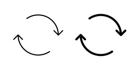 Repeat icon collection in black, Line icons, flat symbols イラスト素材