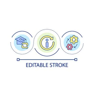 Repeat learned information to remember loop concept icon Stock Illustration