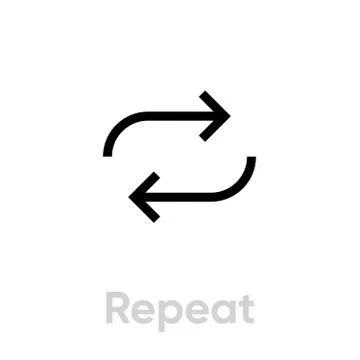 Repeat music player icon. Editable line vector. Stock Illustration