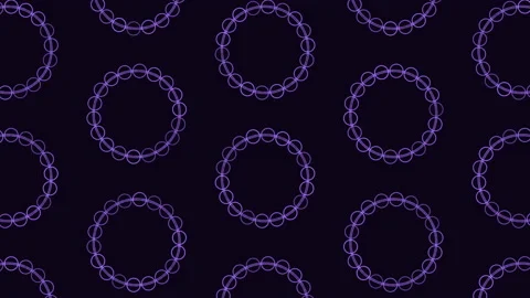 Repeat neon futuristic circles pattern with rainbow rings on black gradient Stock Footage 237577027