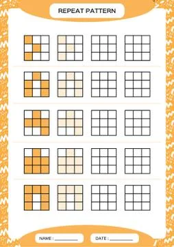 Repeat orange pattern. Cube grid with squares. Special for preschool kids Stock Illustration