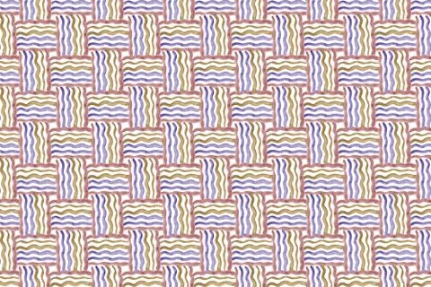Repeat pattern of abstract squares formed of curly horizontal lines Stock Illustration
