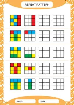 Repeat pattern. Cube grid with colorfull squares. Special for preschool kids Stock Illustration