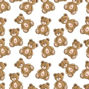Repeat pattern featuring adorable teddy bears on a light background. 스톡 일러스트