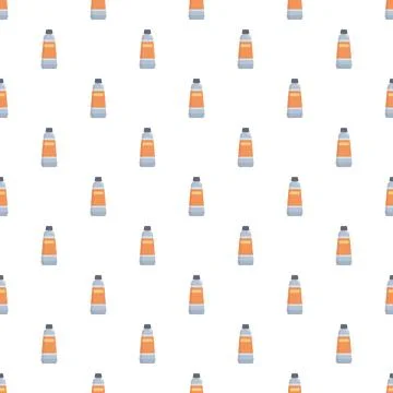 Repeat pattern featuring orange paint tubes on white background Stock Illustration