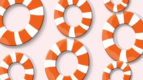 Repeat pattern life buoy swimming rings pink background Stock Footage 323447286