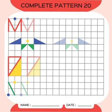 Repeat Pattern, Puzzle. Copy Picture. Special for preschool kids. Printable Kids 스톡 일러스트