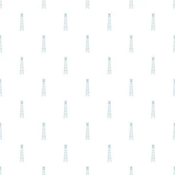 Repeat pattern showing multiple communication towers on a white background Stock Illustration